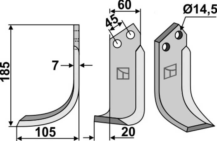 Fräsmesser 185x60mm, links